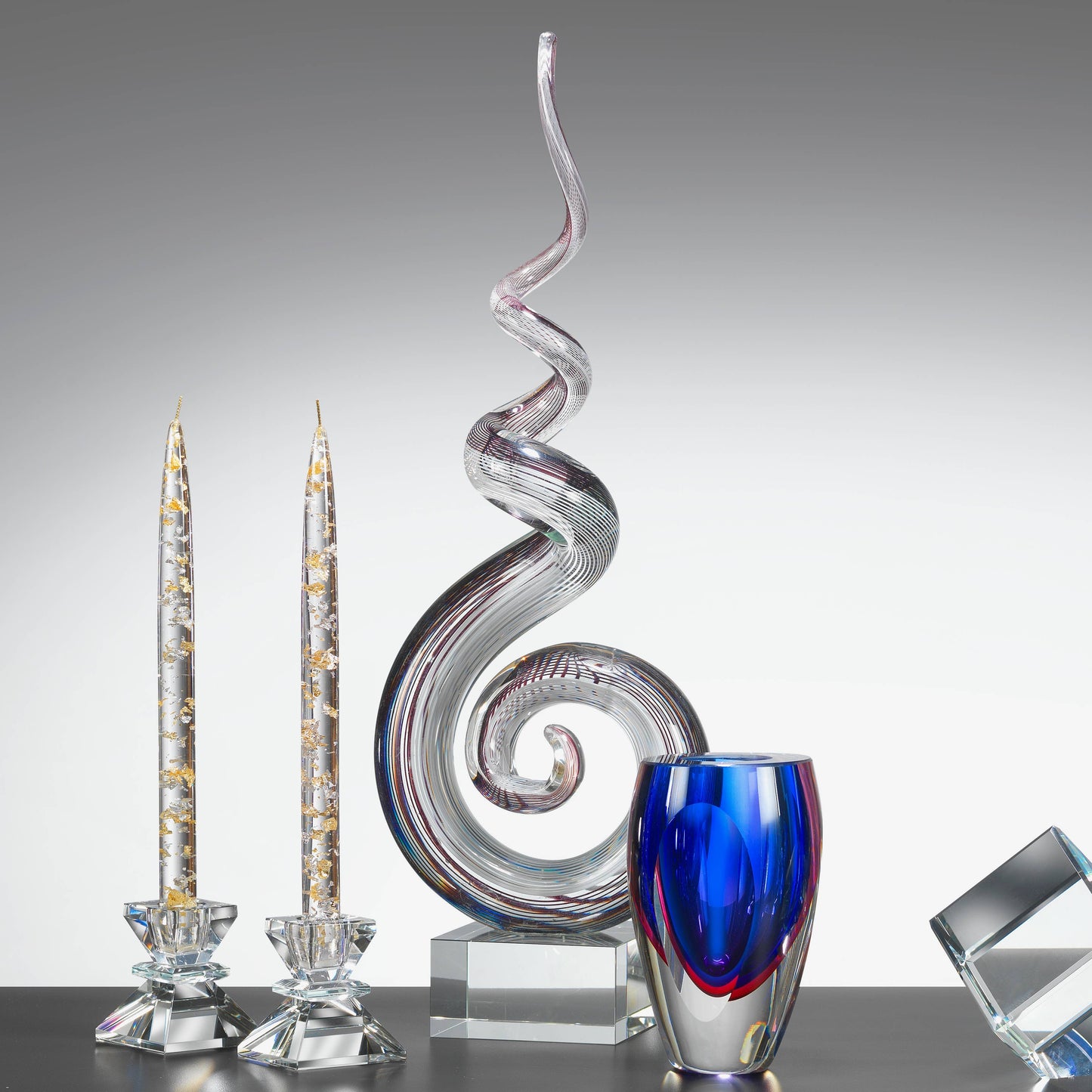 Azure Murano Style Art Glass 6'' Vase