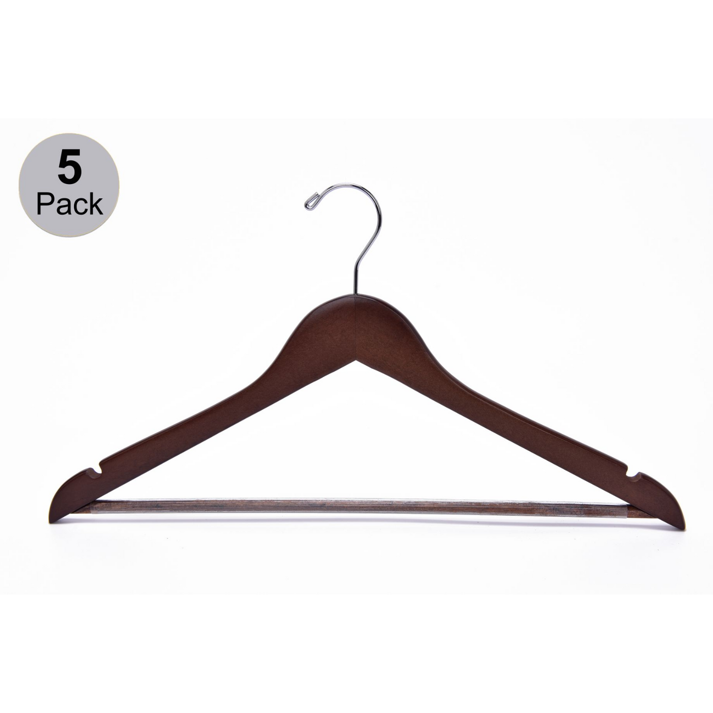 W020 Semi Curved Wooden Hanger 17.5" Walnut-Chrome - 80