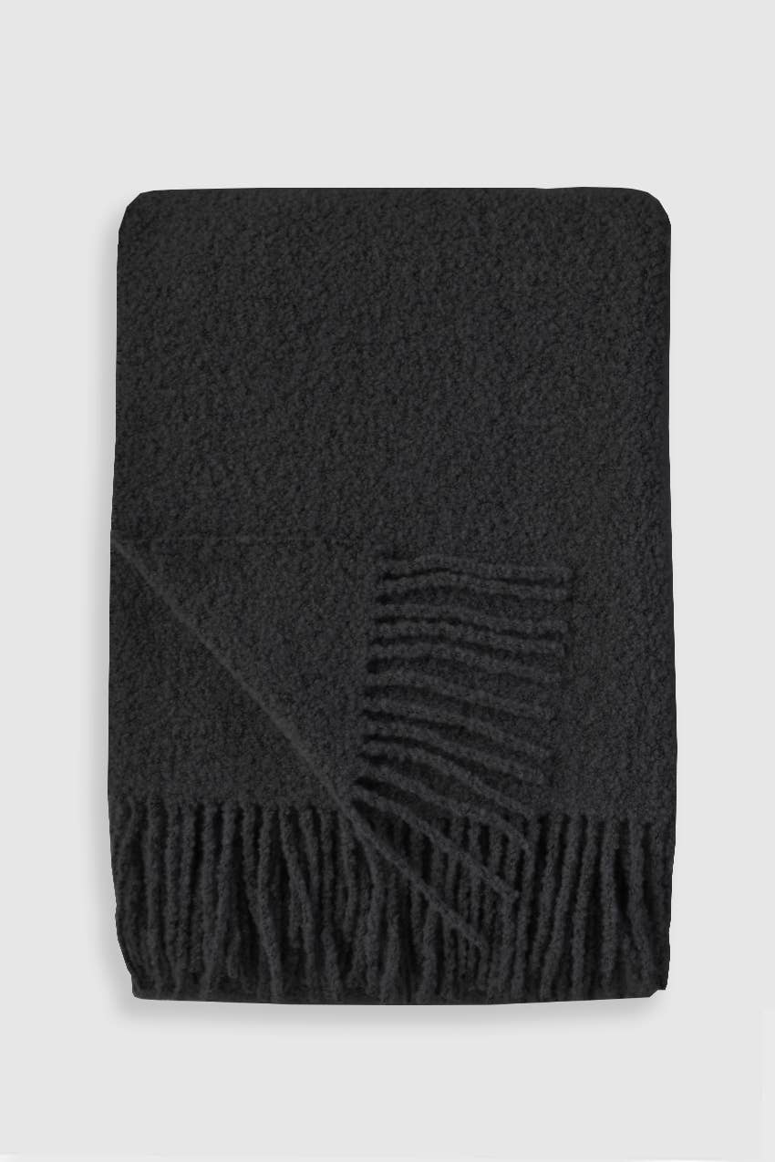 Baldwin Wool Boucle Throw: Ivory