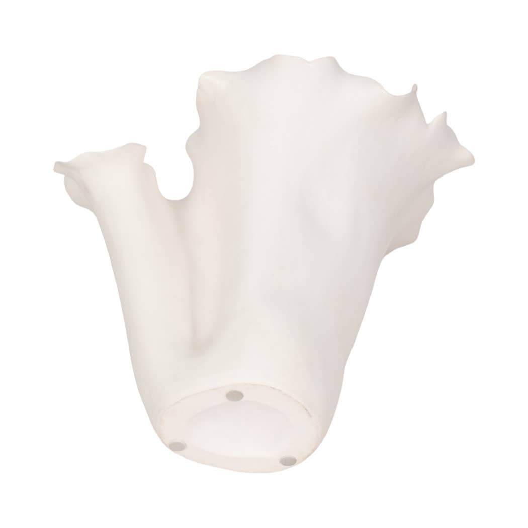 White 11x12 in. Ceramic Novelty Solid Handmade Flutter Vase