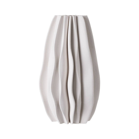 Ceramic Vase White Dia 8": White / Ceramic