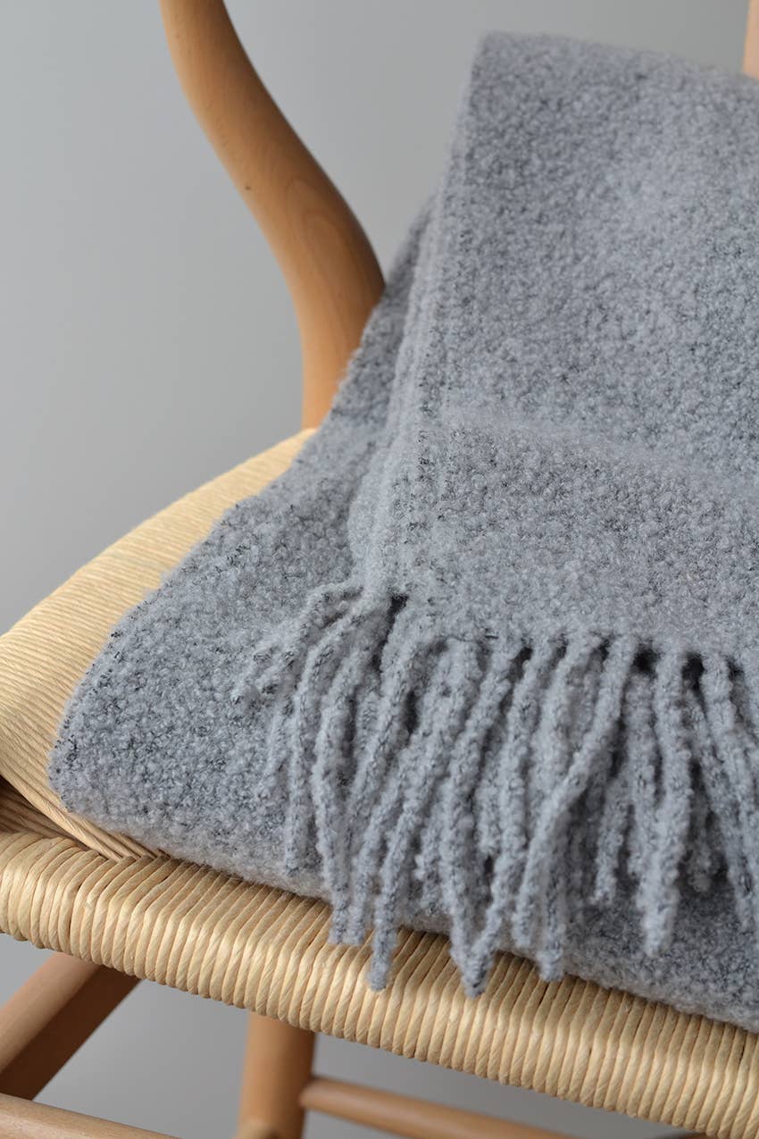 Baldwin Wool Boucle Throw: Ivory