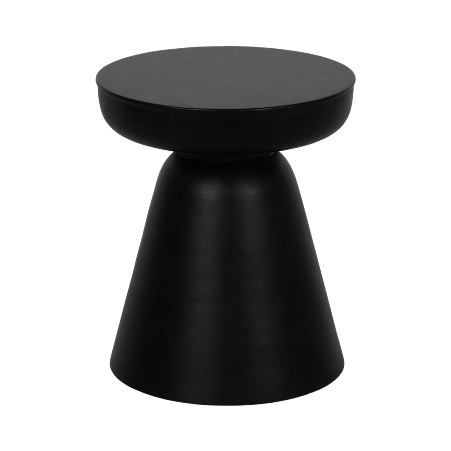 Side Table - Black Wood Round Drum Pedestal Base, 19 in.