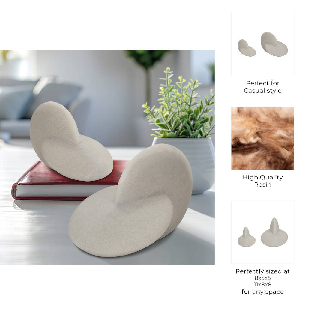 Decorative Objects Set of 2 - White Resin Modern, 8/11 in.