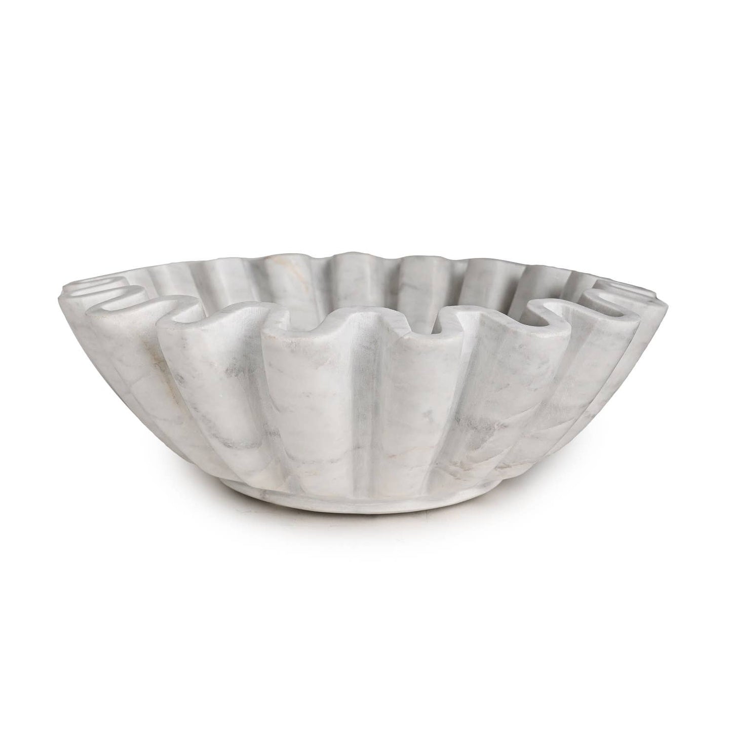 Marble Fine Carved Lotus Bowl 12" Dia