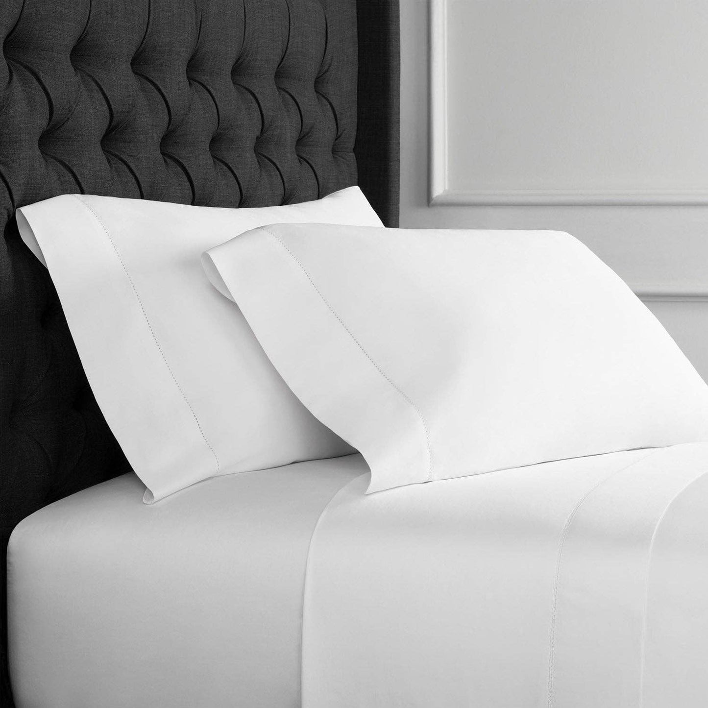 600 Thread Count Cotton Hemstitch Sheet Set: Queen