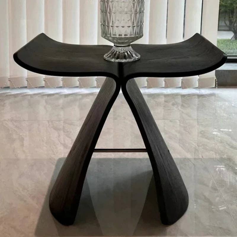 Sculptural Wood Accent Stool