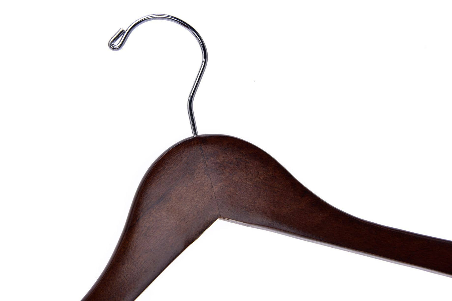 W022 Wooden Skirt Hangers 17", Walnut with Chrome hook - 100