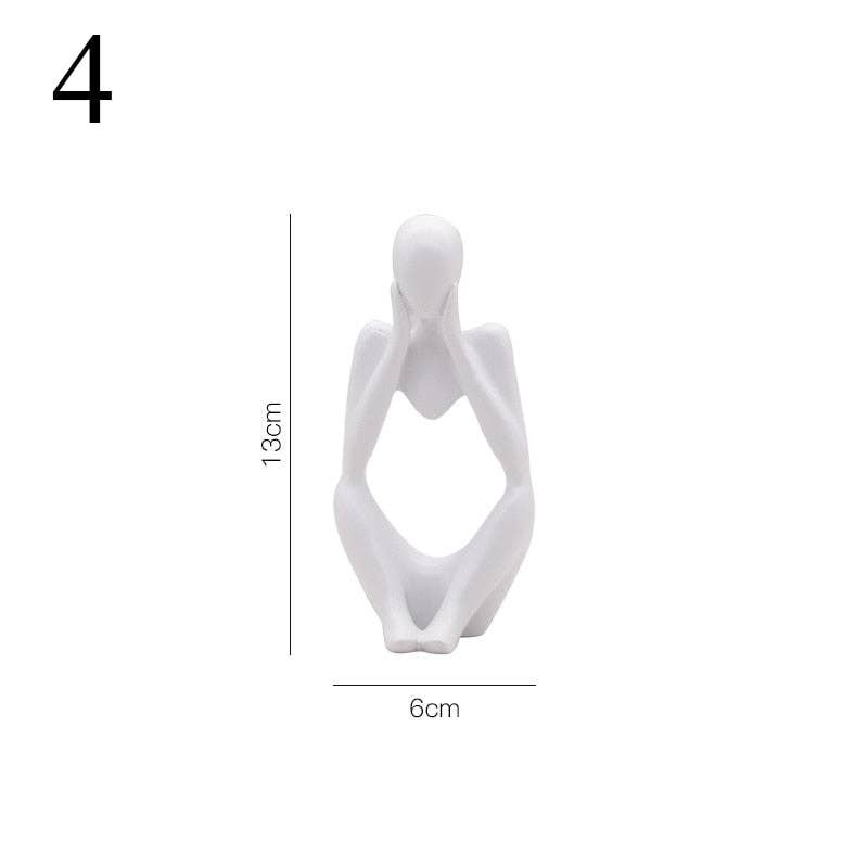 Abstract Thinker Statue Mini Resin Sculpture: Deep Blue