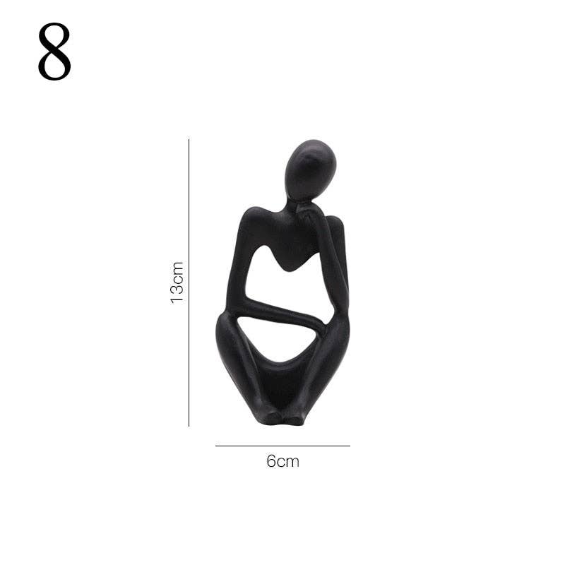 Abstract Thinker Statue Mini Resin Sculpture: Army Green