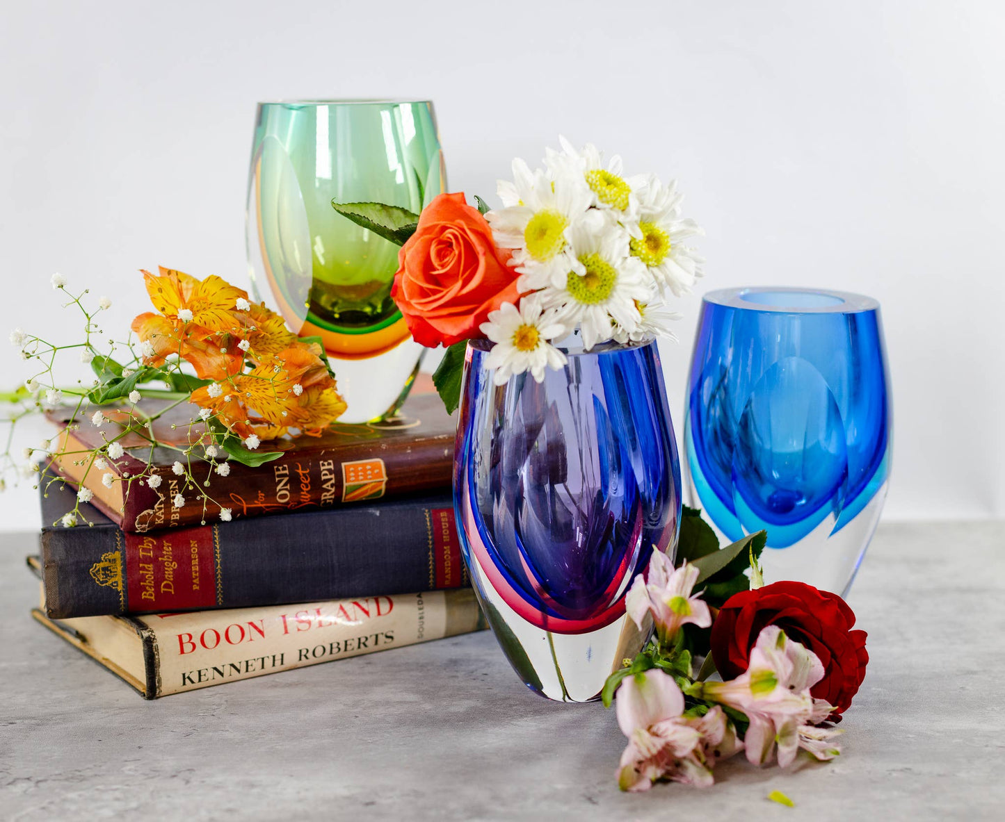 Azure Murano Style Art Glass 6'' Vase