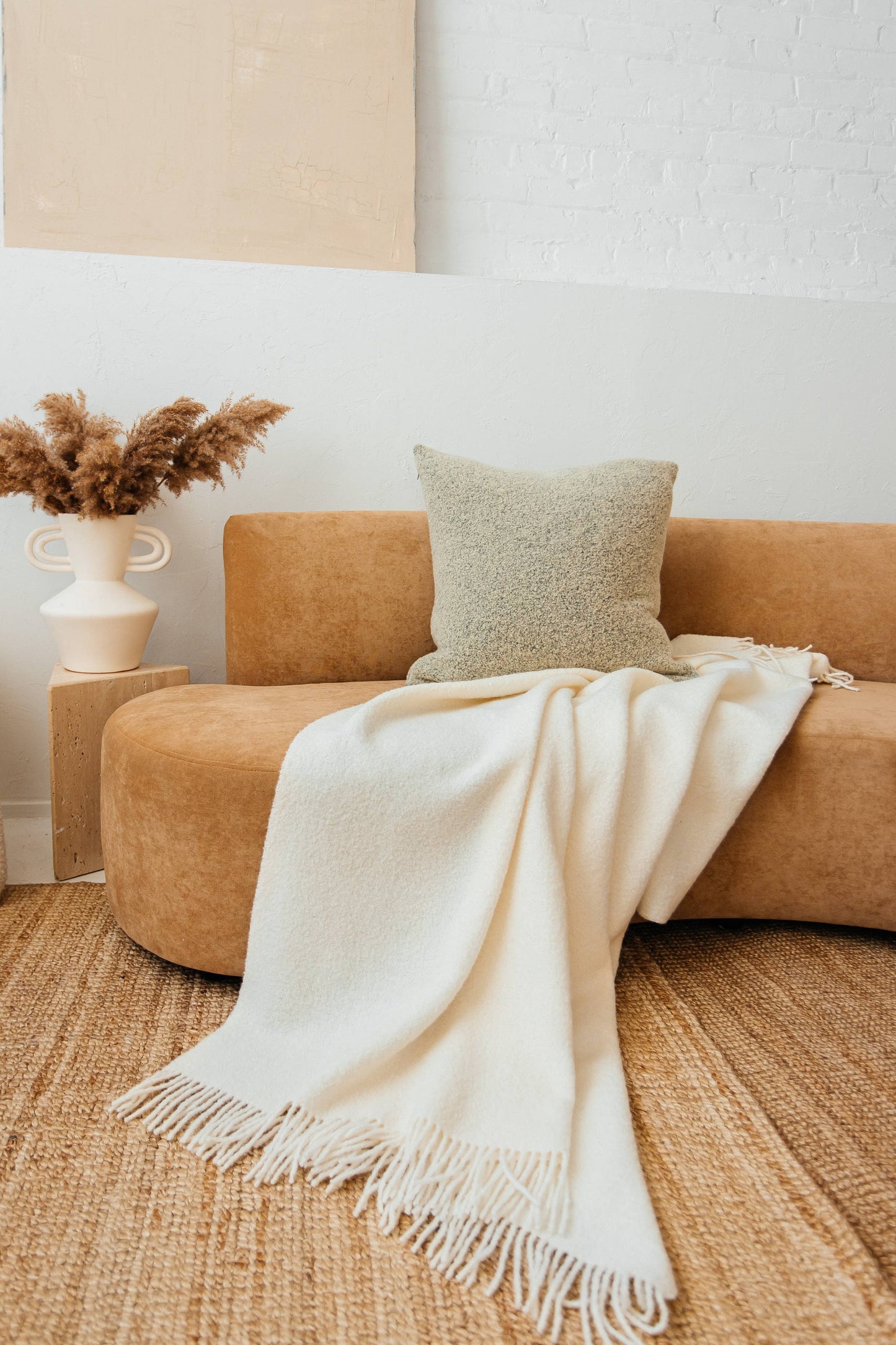 Baldwin Wool Boucle Throw: Ivory
