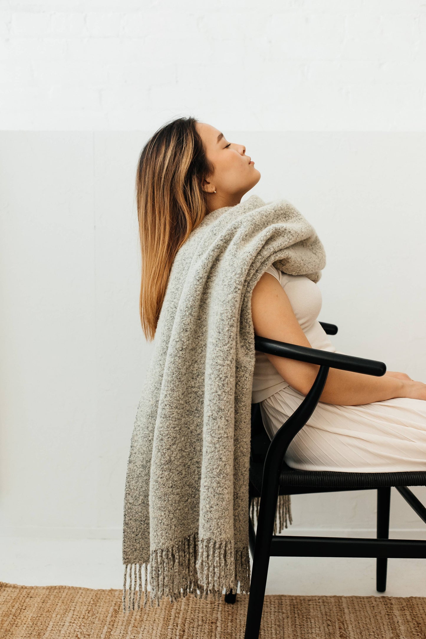 Baldwin Wool Boucle Throw: Ivory