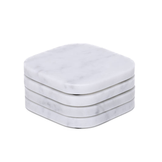Marble coaster - organic - white set of 4 - 10x1