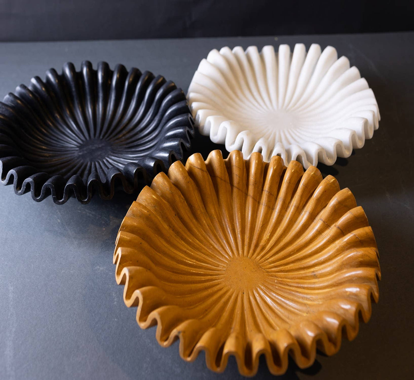 White Lehroya Bowl Large Honed Polish Dia 16": White / MARBLE