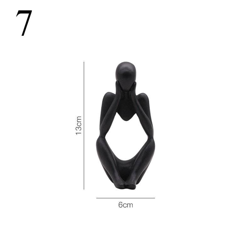 Abstract Thinker Statue Mini Resin Sculpture: Deep Blue