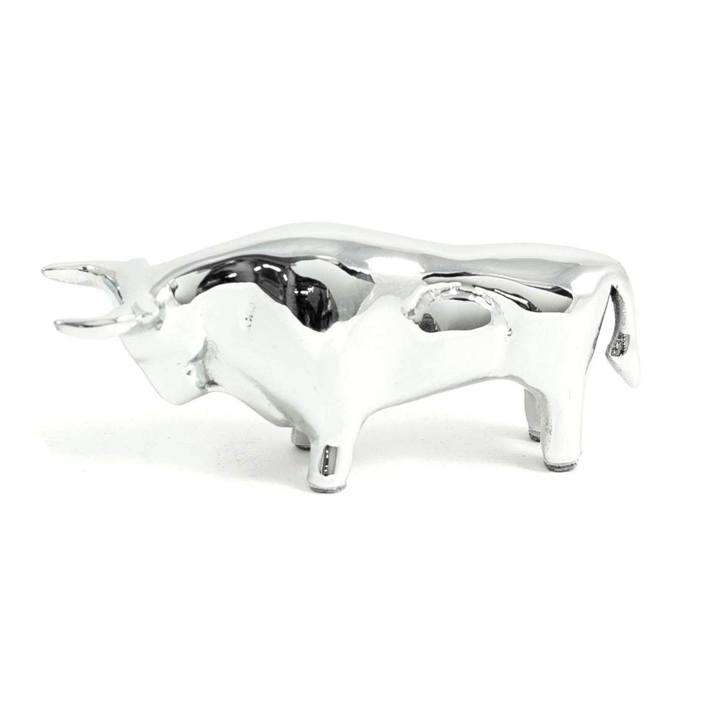 Chrome Plated Bull Paperweight.: Chrome