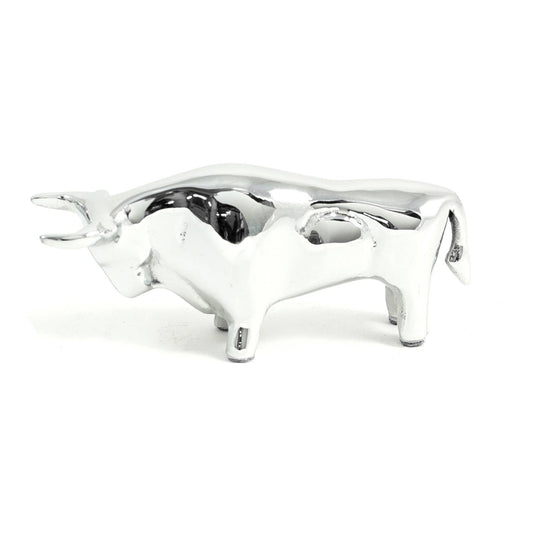 Chrome Plated Bull Paperweight.: Chrome