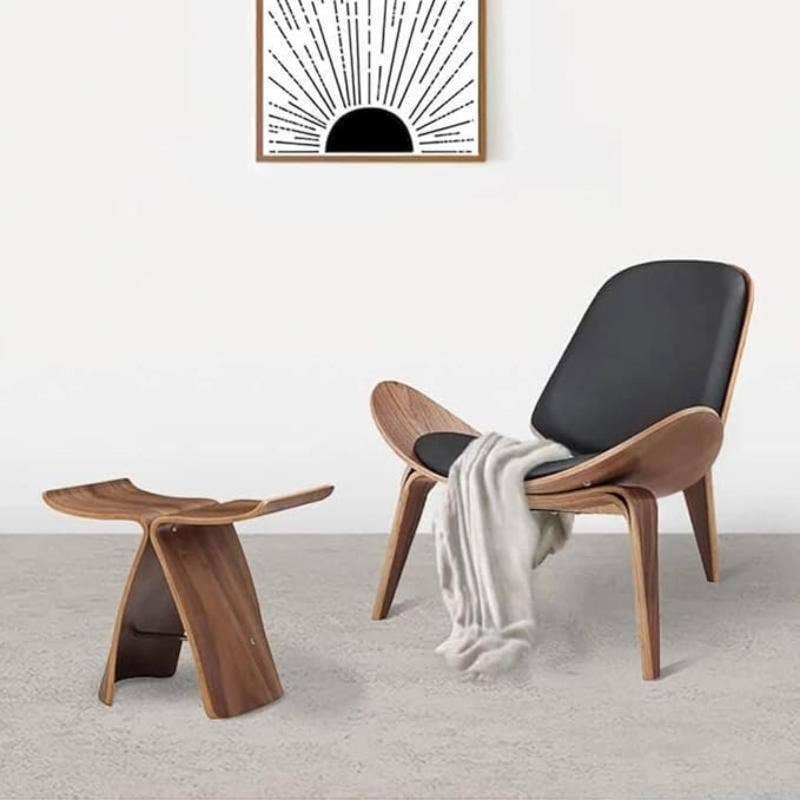Sculptural Wood Accent Stool