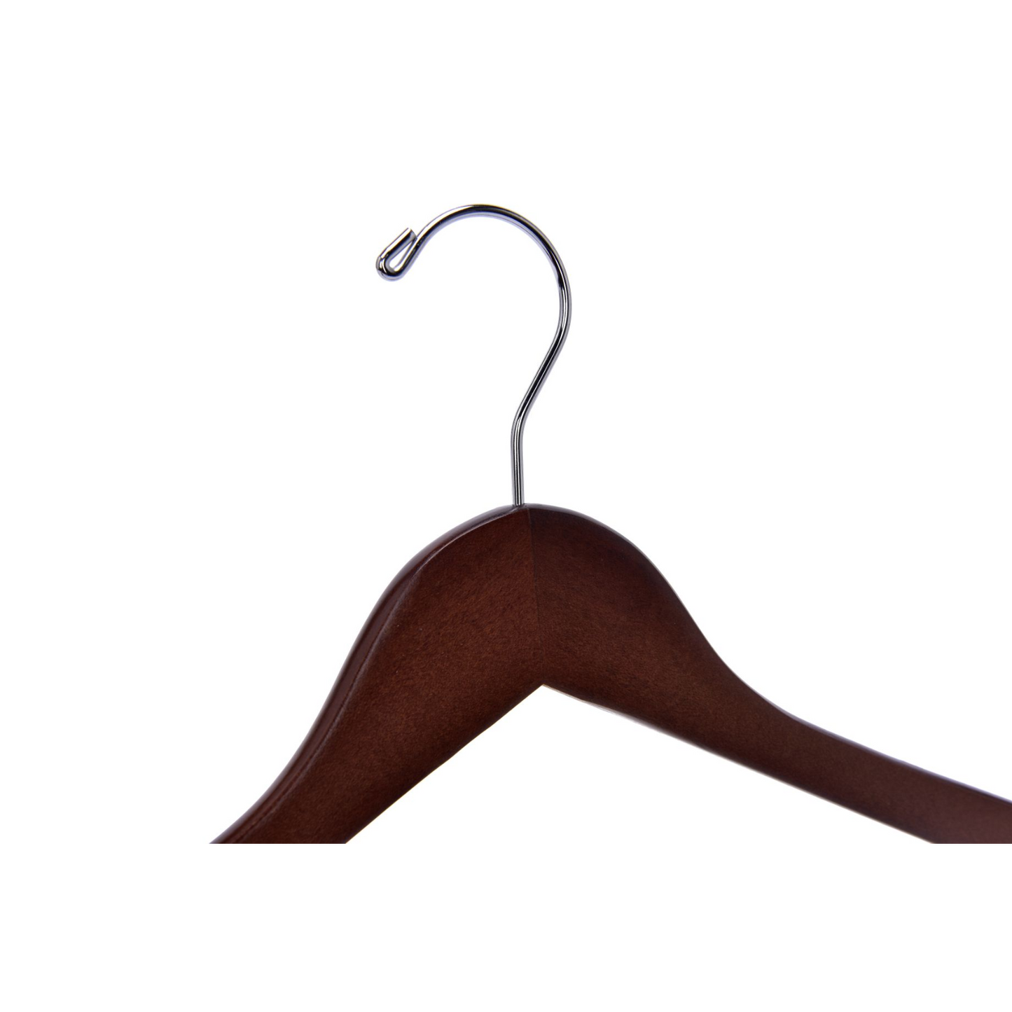 W020 Semi Curved Wooden Hanger 17.5" Walnut-Chrome - 80