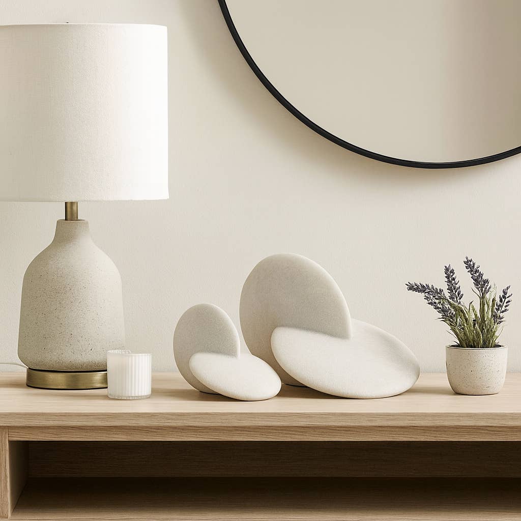 Decorative Objects Set of 2 - White Resin Modern, 8/11 in.