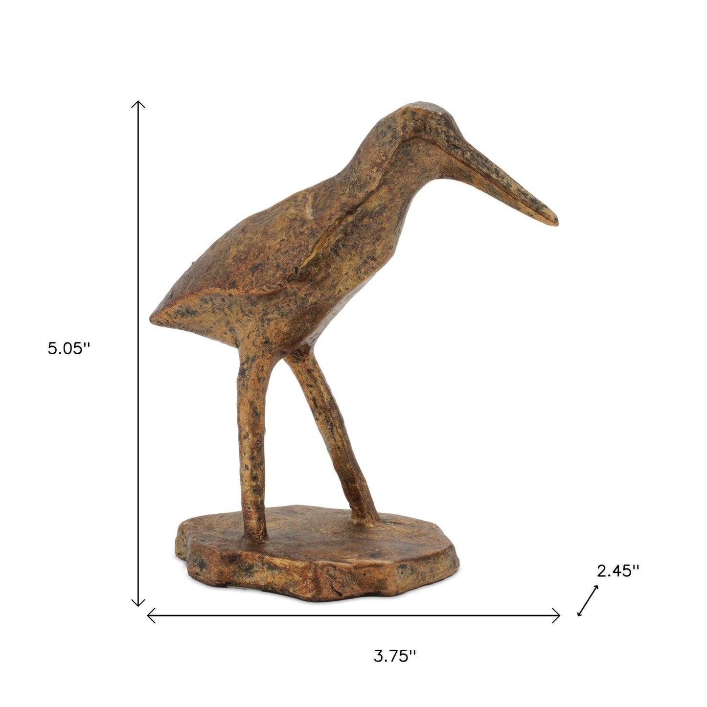 Set of Three Brown And Gold Polyresin Sandpiper Bird Figurines