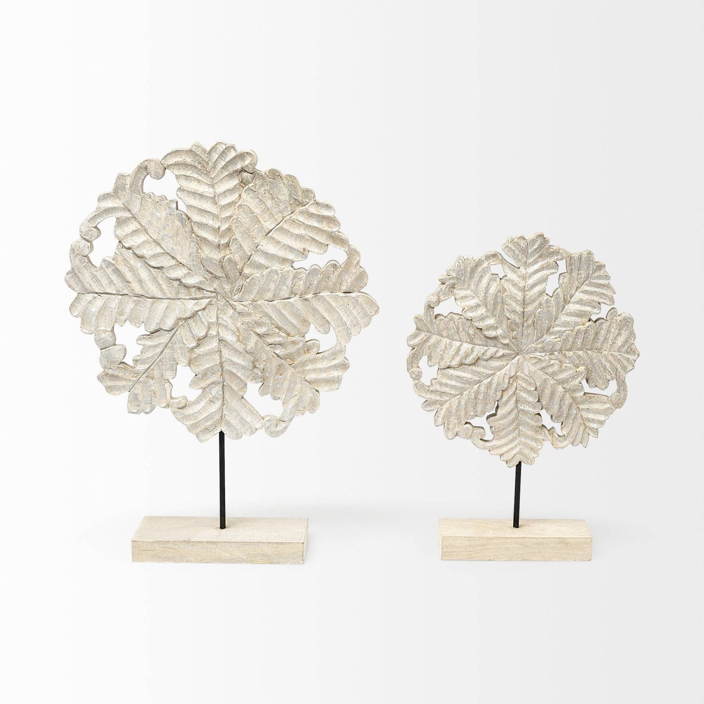 Wood And Metal Floral Decor Piece
