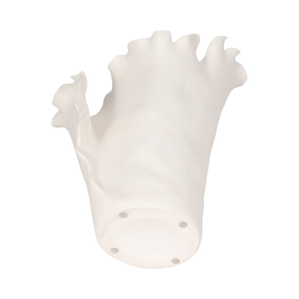 White 15x11 in. Ceramic Novelty Solid Handmade Flutter Vase
