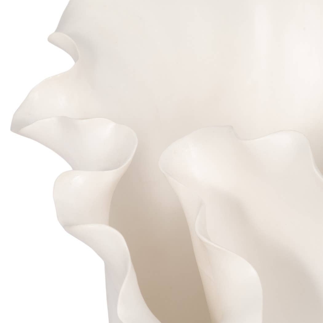 White 11x12 in. Ceramic Novelty Solid Handmade Flutter Vase