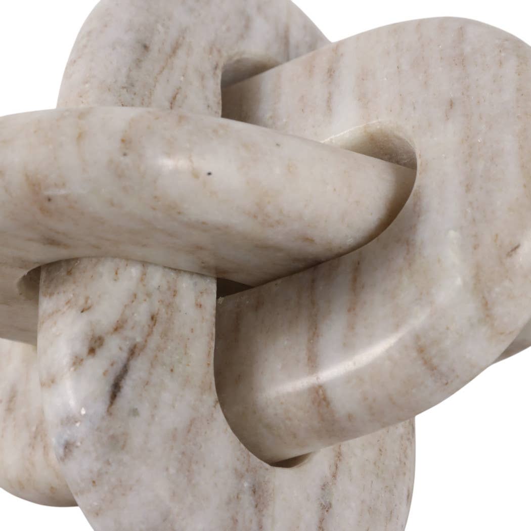Decorative Object - Ivory Marble Modern Knot, 6 in.