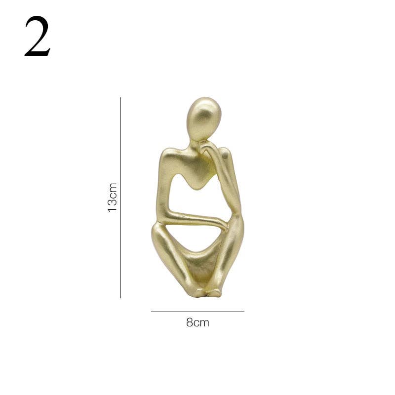 Abstract Thinker Statue Mini Resin Sculpture: Army Green