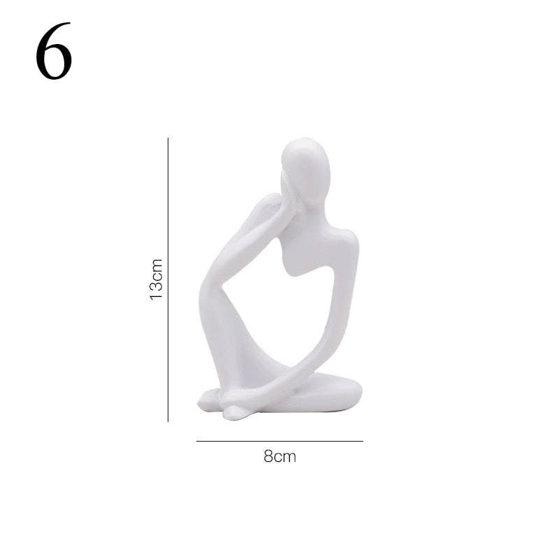 Abstract Thinker Statue Mini Resin Sculpture: Deep Blue