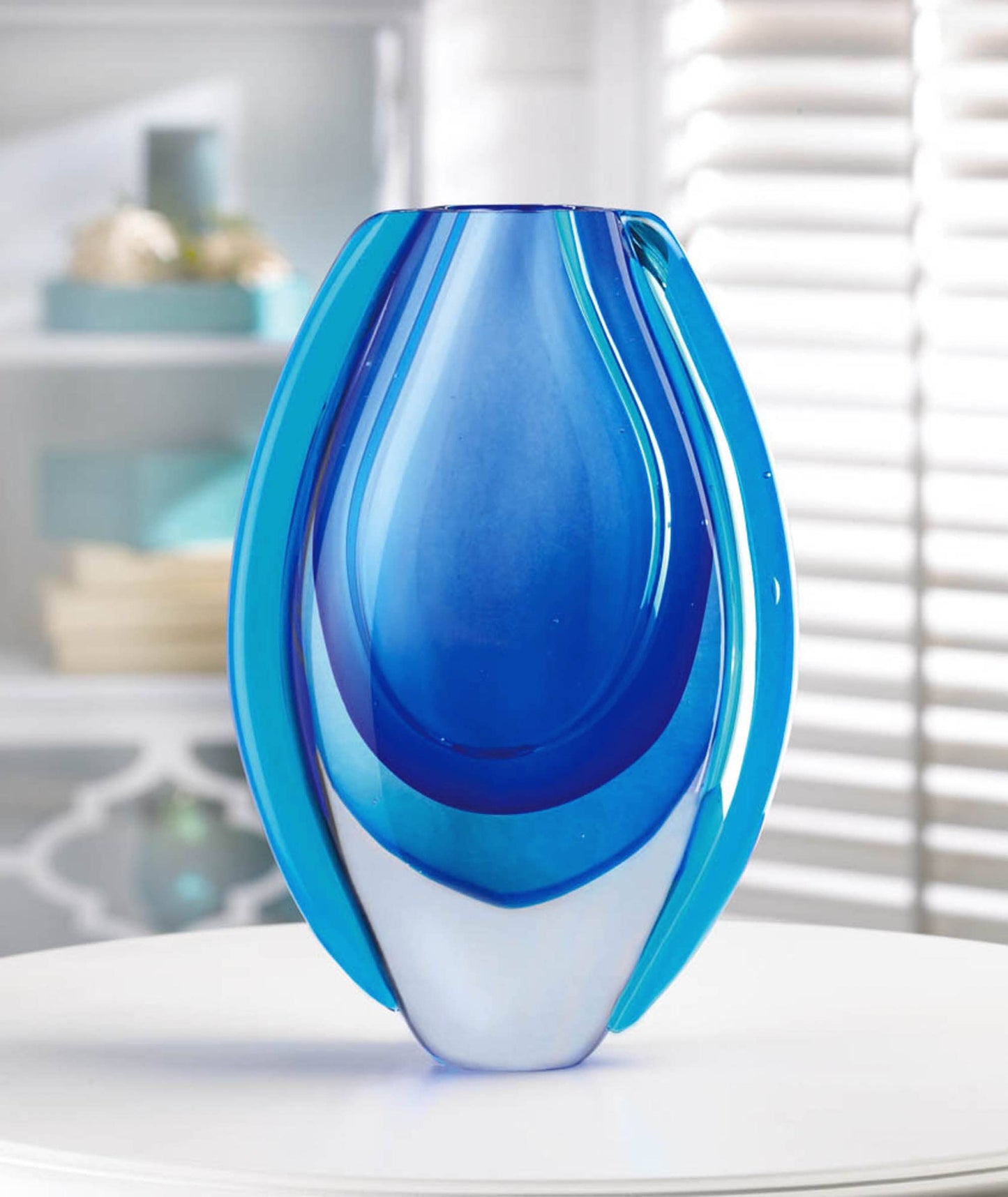 Azure Blue Art Glass Vase
