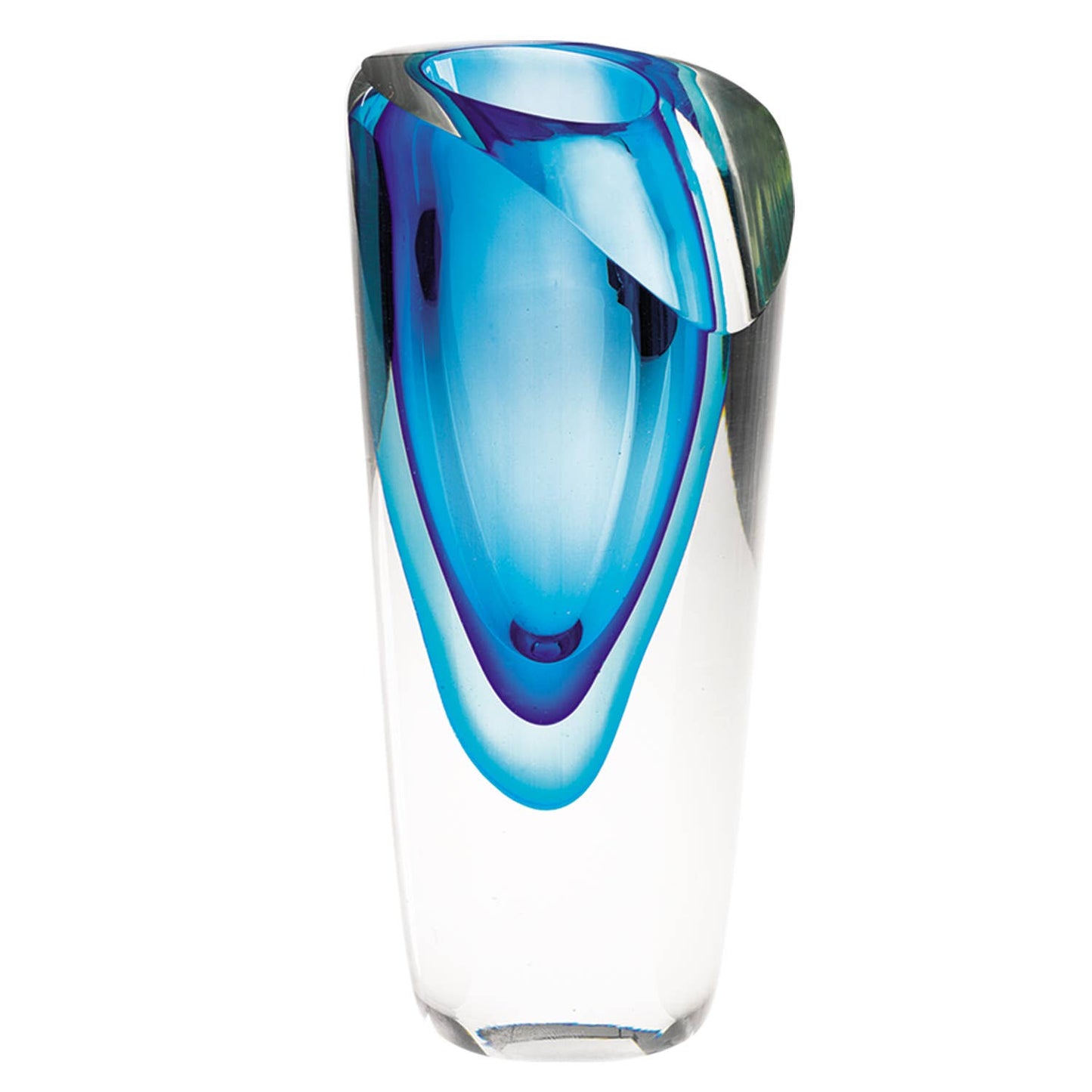 Azure Mouth Blown Murano Style 7.5" Vase