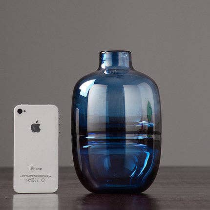 Thick Shadowy Unique Glass Vase: Blue / A