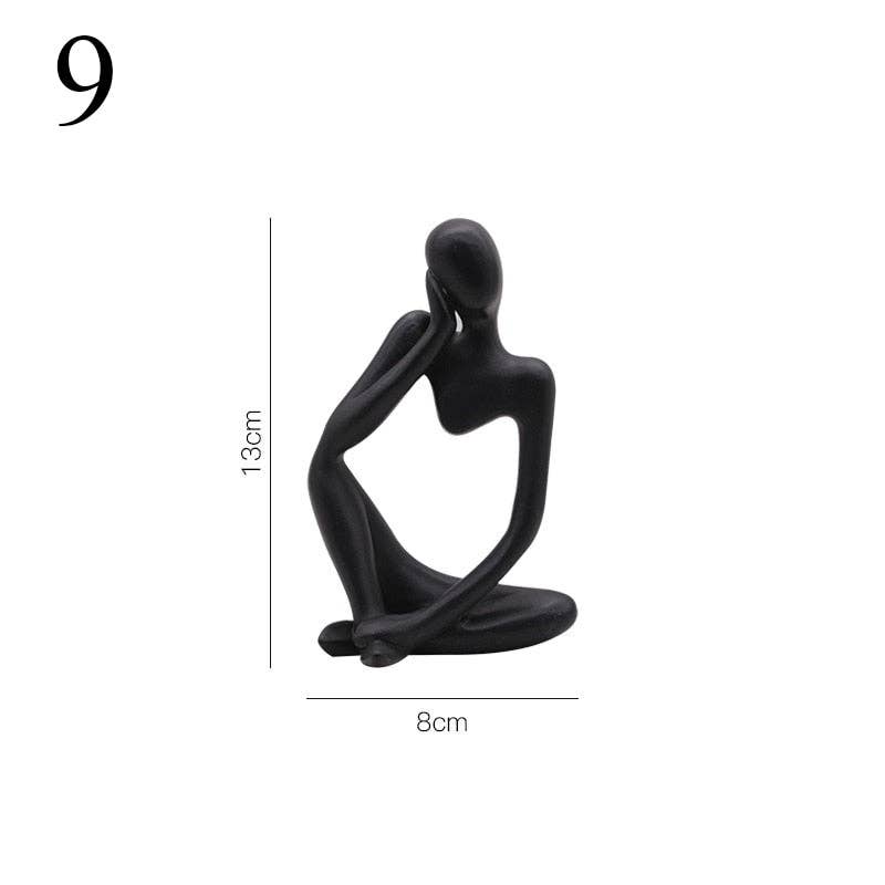 Abstract Thinker Statue Mini Resin Sculpture: Burgundy