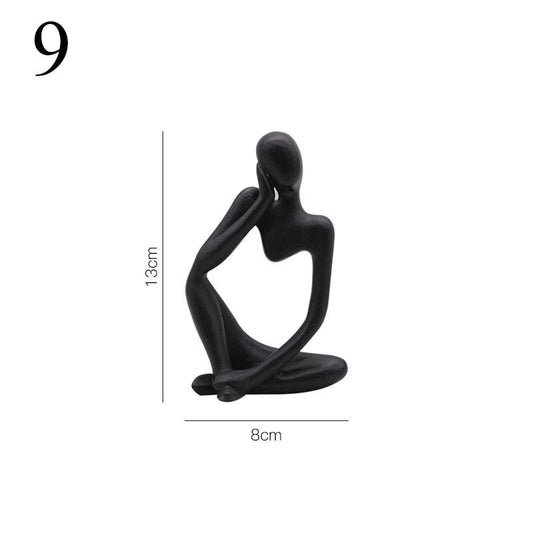 Abstract Thinker Statue Mini Resin Sculpture: Burgundy