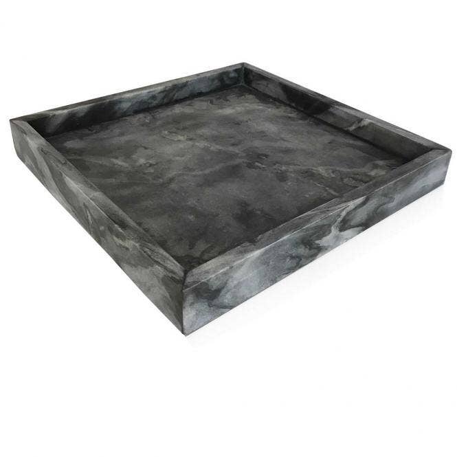 Square marble tray dark grey