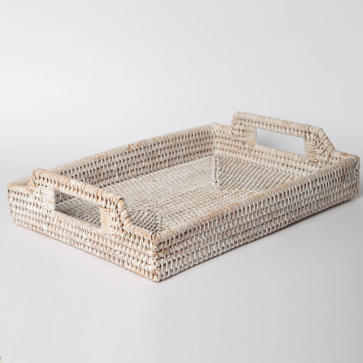 490 - Rattan Tray: Large / White