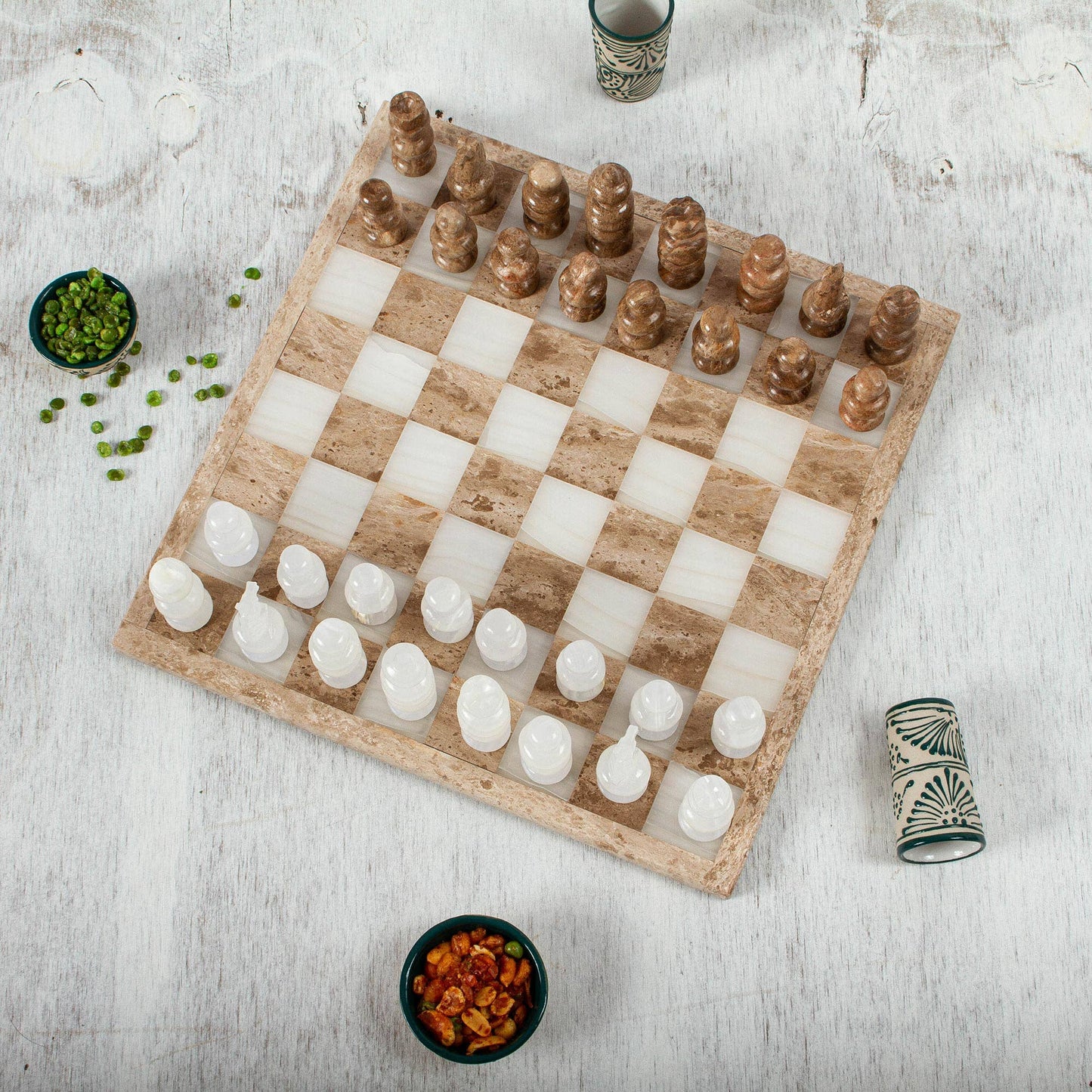 Natures Challenge  Onyx And Marble Chess Set (13.5 Inch)