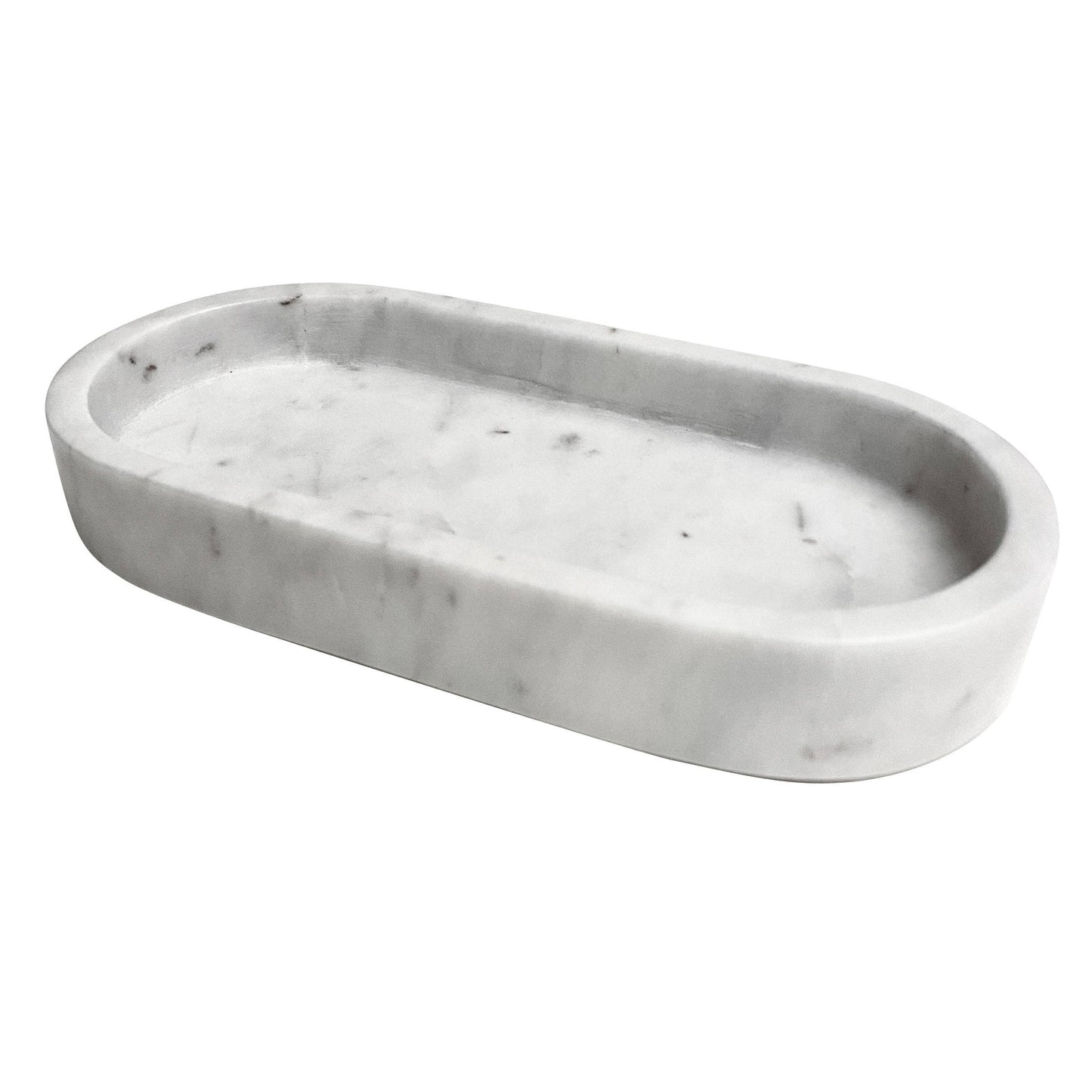 Large marble tray, oval white, stackable