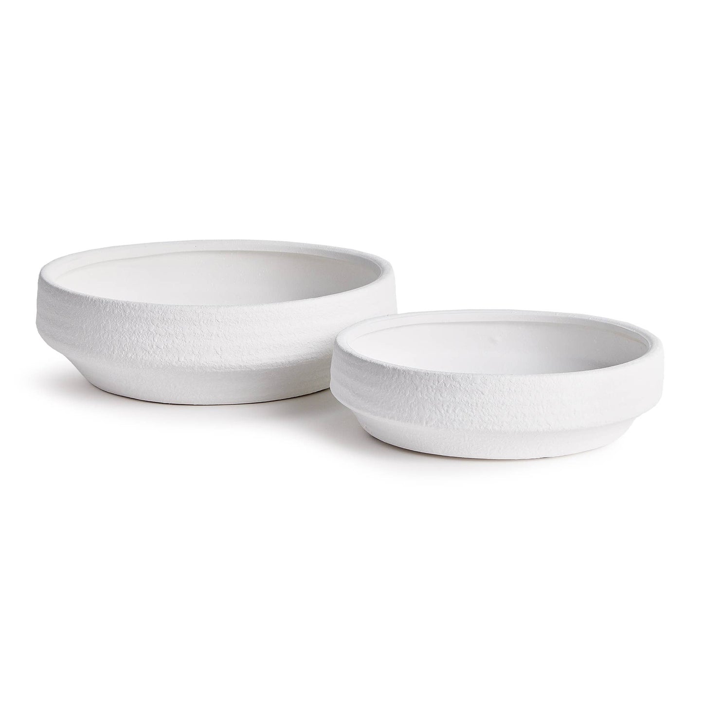 COLTON DECORATIVE LOW BOWLS: WHITE / TERRACOTTA