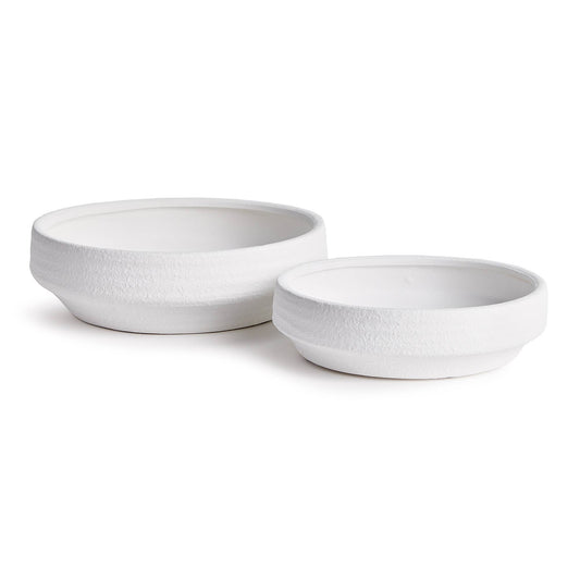 COLTON DECORATIVE LOW BOWLS: WHITE / TERRACOTTA