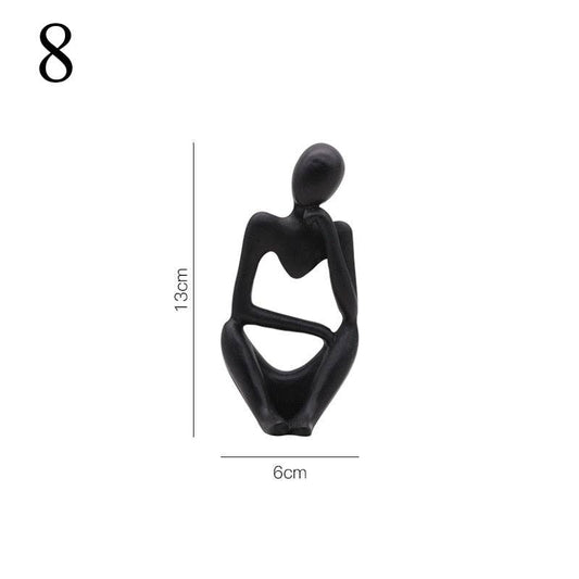 Abstract Thinker Statue Mini Resin Sculpture: Deep Blue