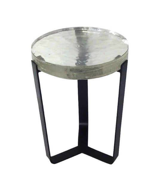 Round Glass Top Accent Table w/ Black Legs