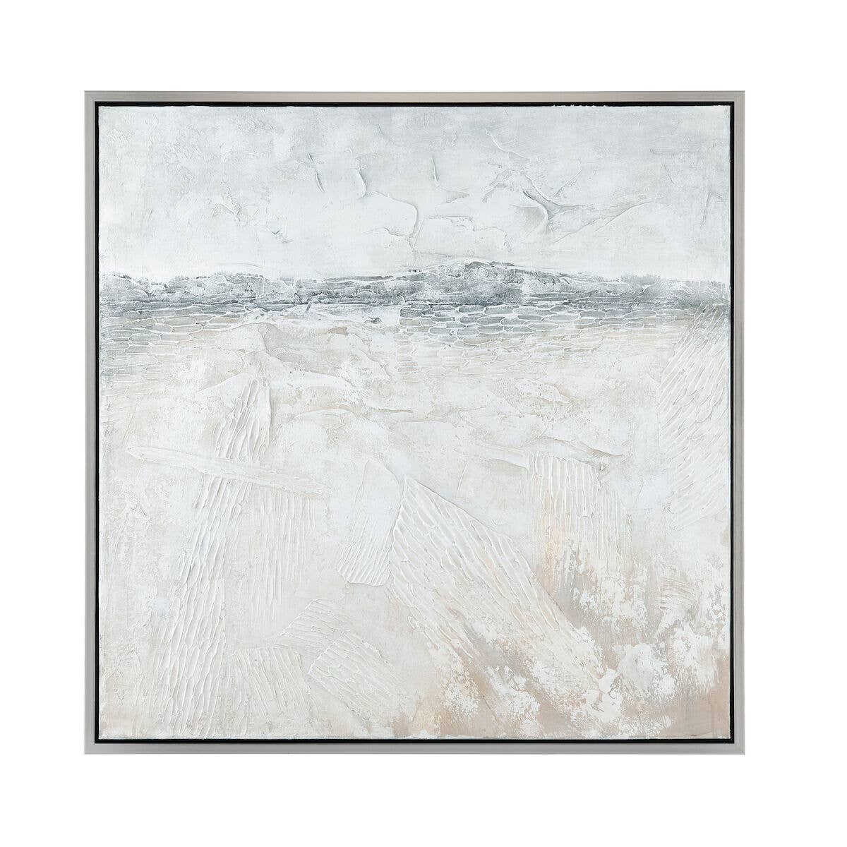 Toal Dunes Abstracted Textured Grey Framed Canvas Wall Art