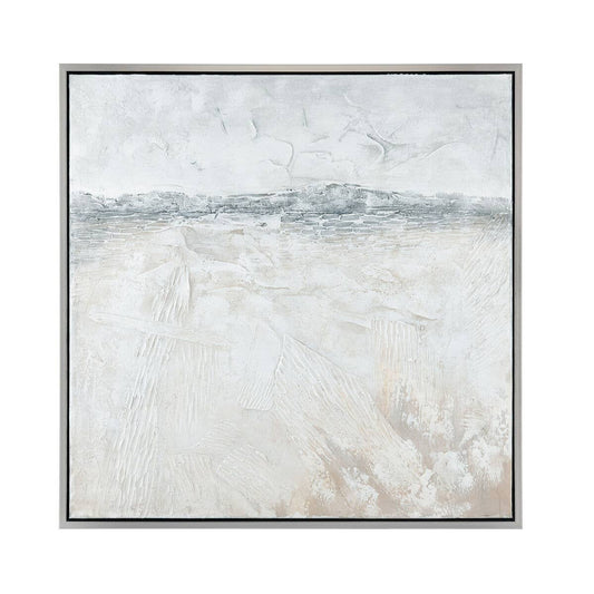 Toal Dunes Abstracted Textured Grey Framed Canvas Wall Art