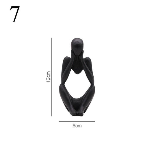 Abstract Thinker Statue Mini Resin Sculpture: Army Green