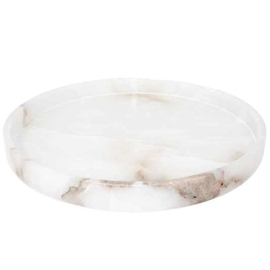 Lg. Alabaster Round Tray 12"Dia