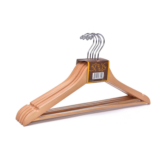 W030 Semi Curved Wooden Hanger, 17.5" Natural - 80